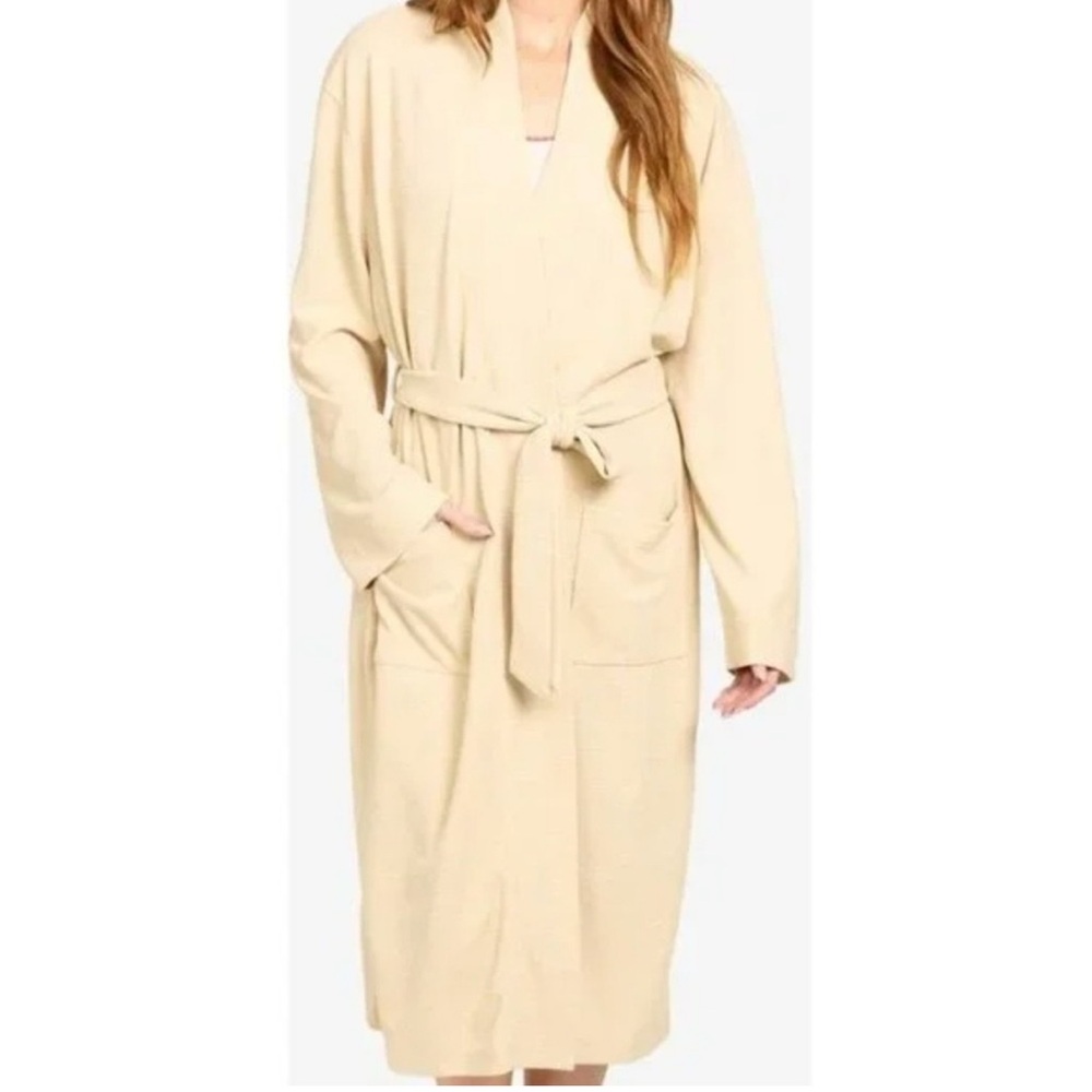 waffle knit textured long robe